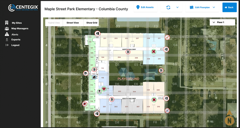 Hybrid view of the CENTEGIX Safety Blueprint digital mapping tool.