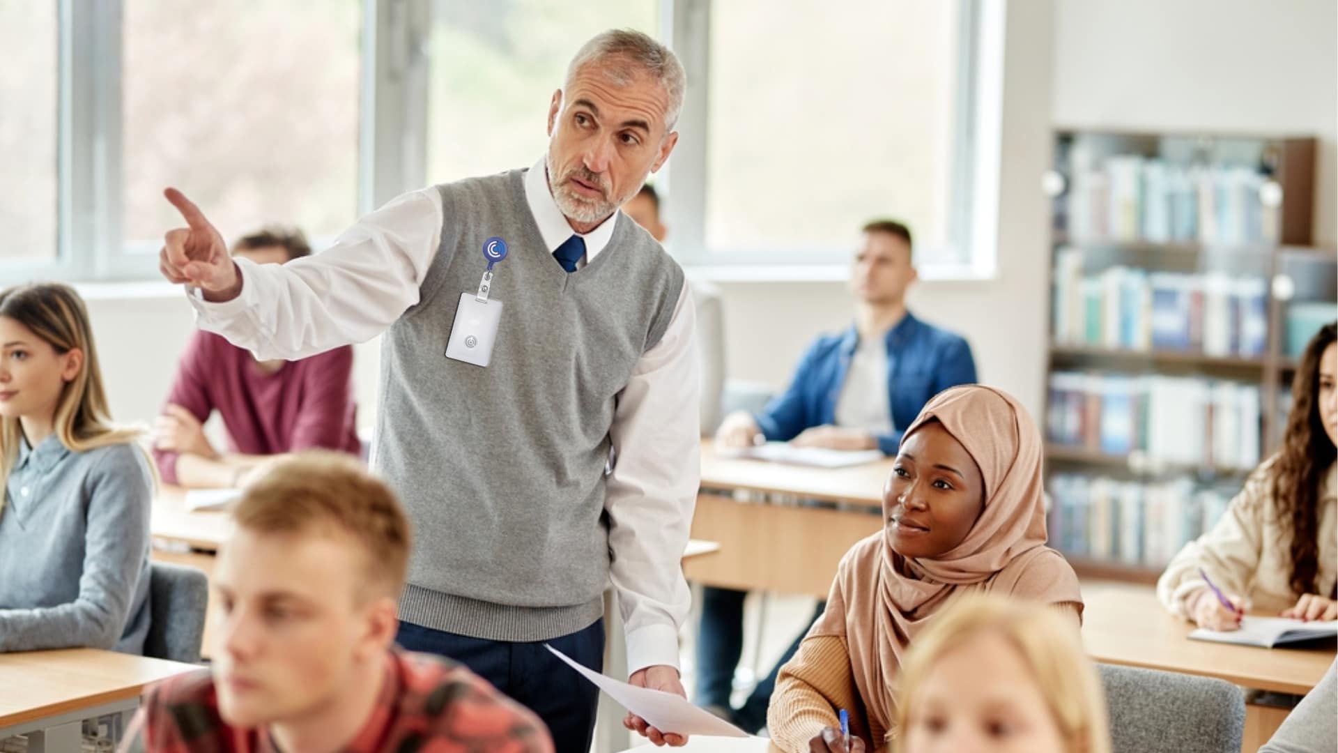 A school alert system with wearable panic button technology enhances college campus safey.