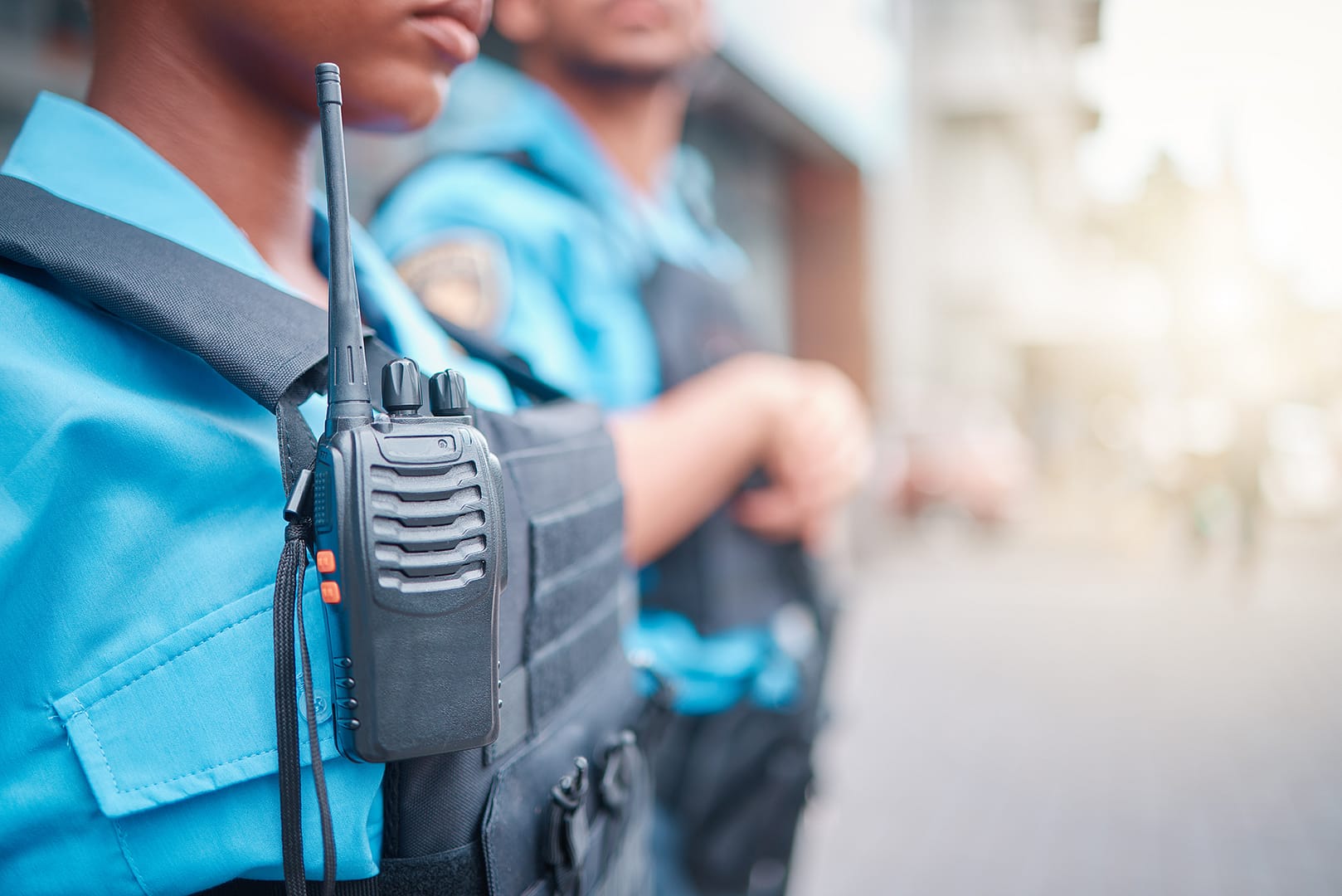 Correctional officer with radio