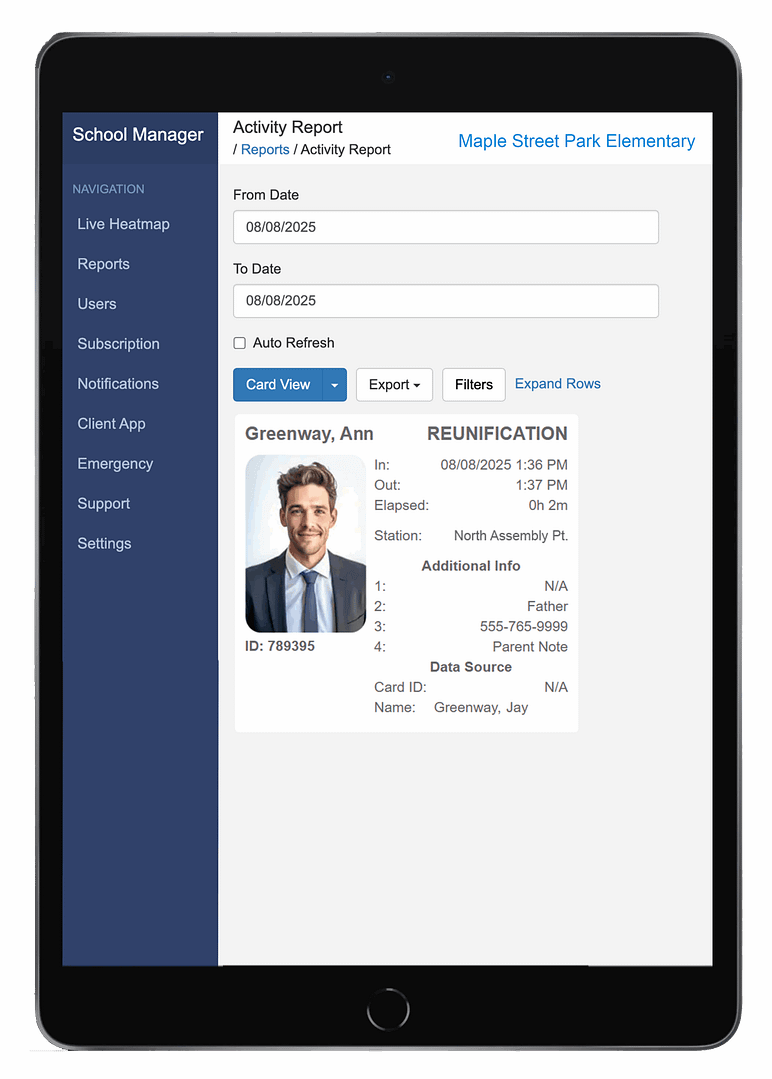VM1_Reunification-Backend-Screenshot Teacher smiling at students in class