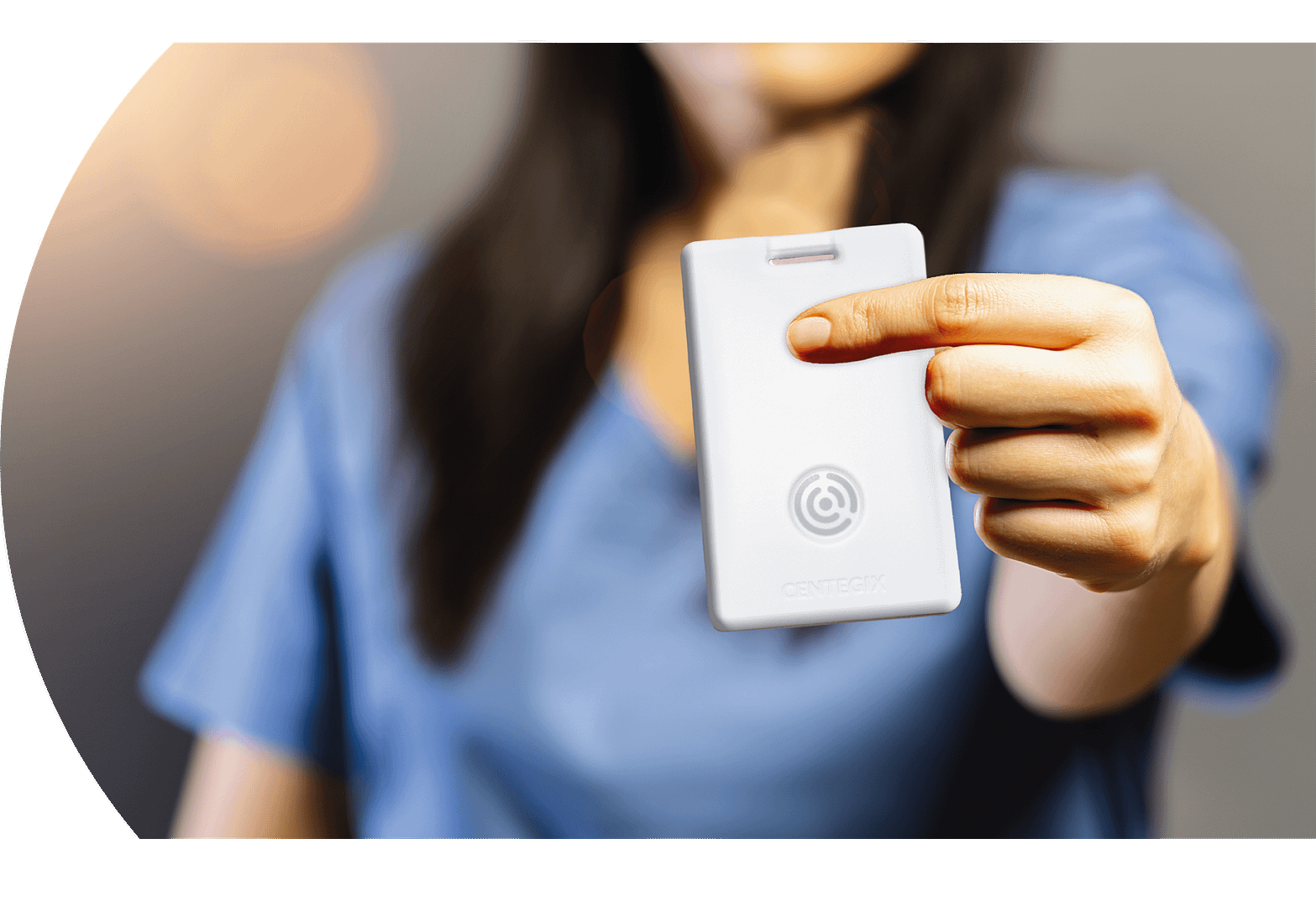 rounded nurse holding generic badge