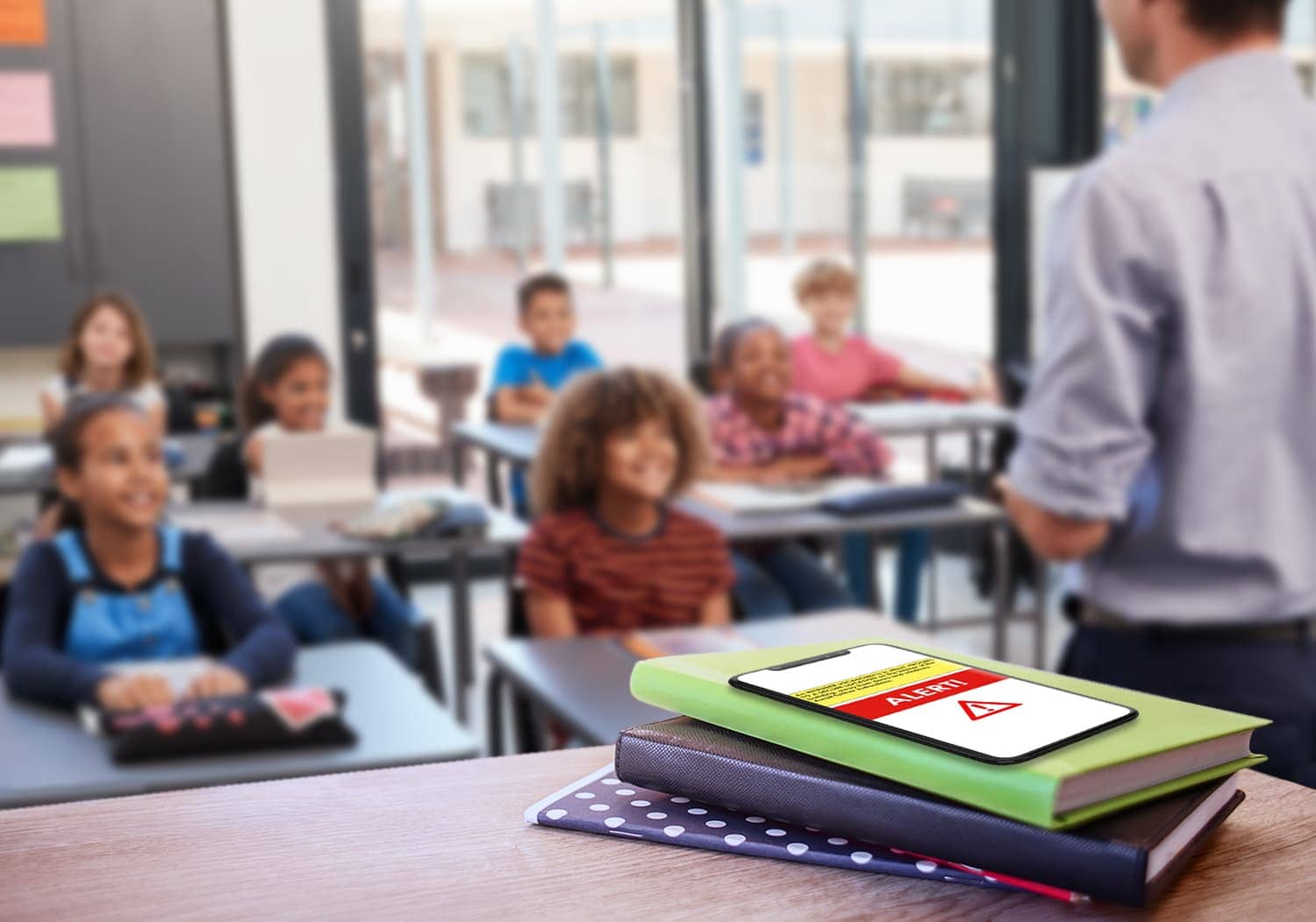 Mobile app security alert in classrooms