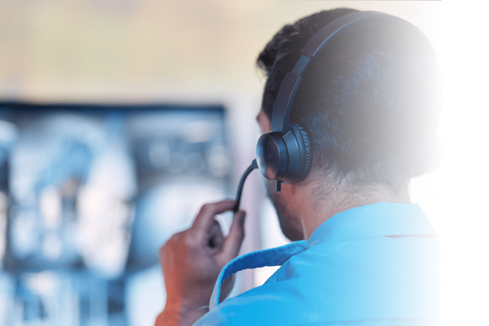 Nurse with badge standing in office